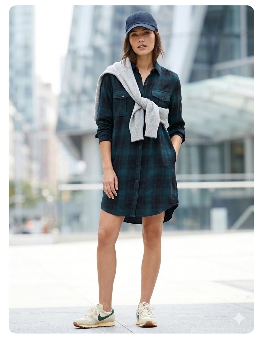 Wilfred Free Aritzia Veronica Plaid Flannel Shirt Dress Grunge Boho M